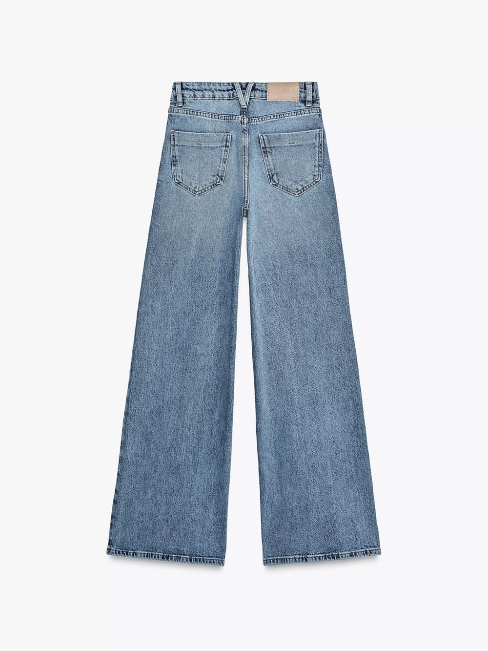 Zara High Rise Wide Leg Long Length Mid Blue Women’s Jeans